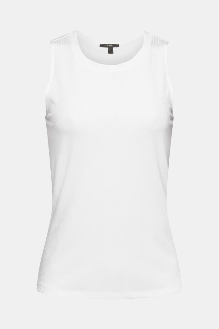 Made of TENCEL™: sleeveless top with a ribbed finish, WHITE, detail image number 6