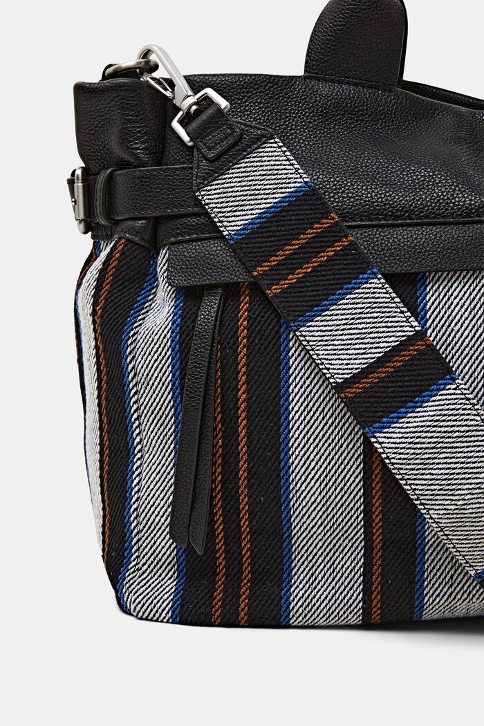 Striped Leather Bag, BLACK, detail image number 1