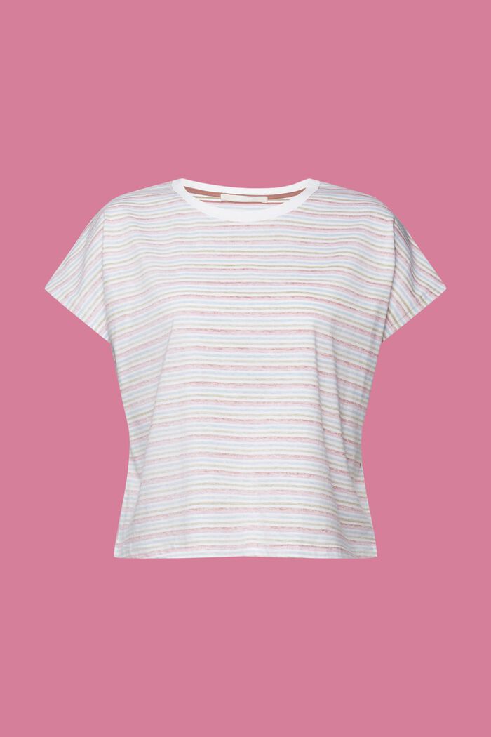 Striped Cropped Cotton T-Shirt, TERRACOTTA, detail image number 5