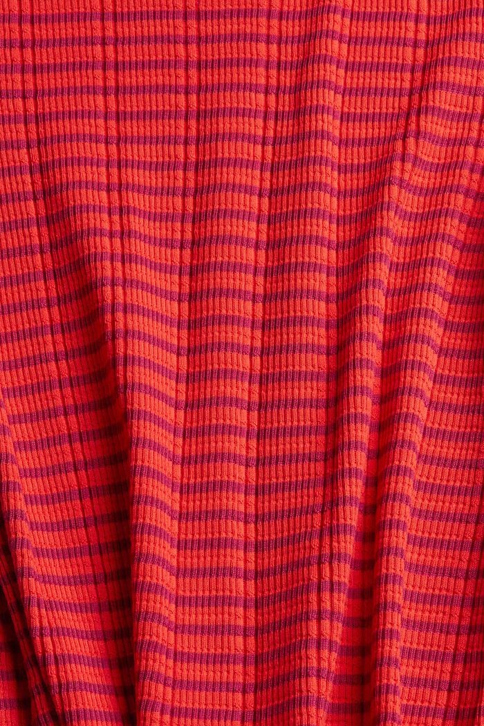 Rib knit top with stripes, blended cotton, ORANGE RED, detail image number 4