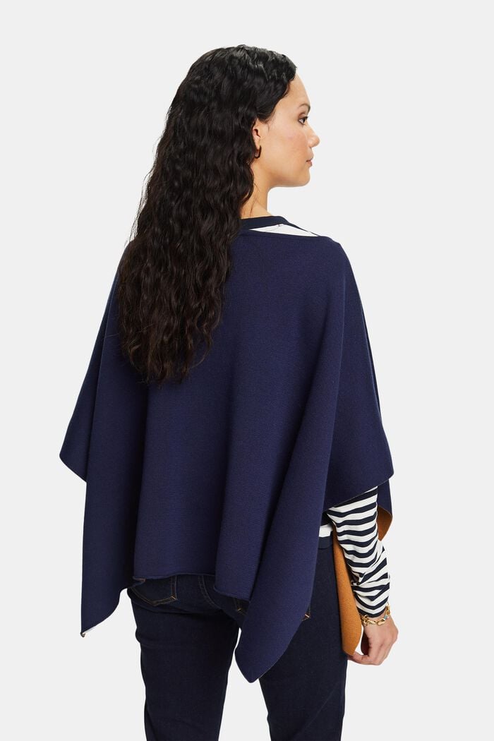 Recycled: double face poncho, NAVY, detail image number 2