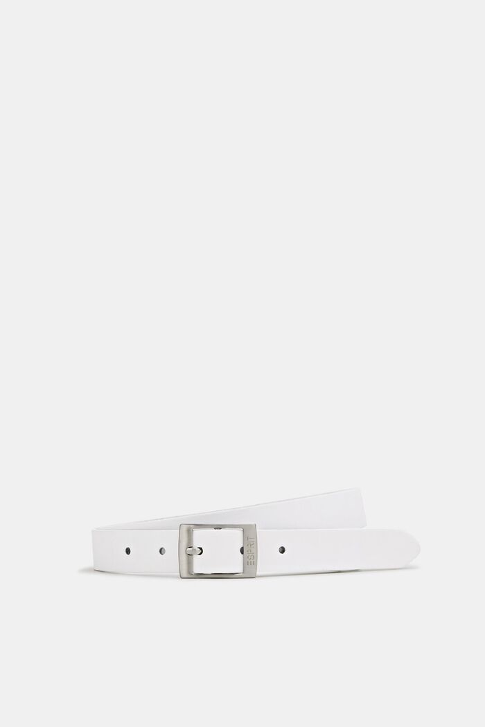 Elegant belt in a basic look made of leather, WHITE, detail image number 0