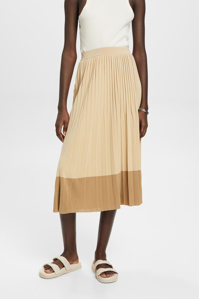 Pleated midi skirt, LIGHT BEIGE, detail image number 0