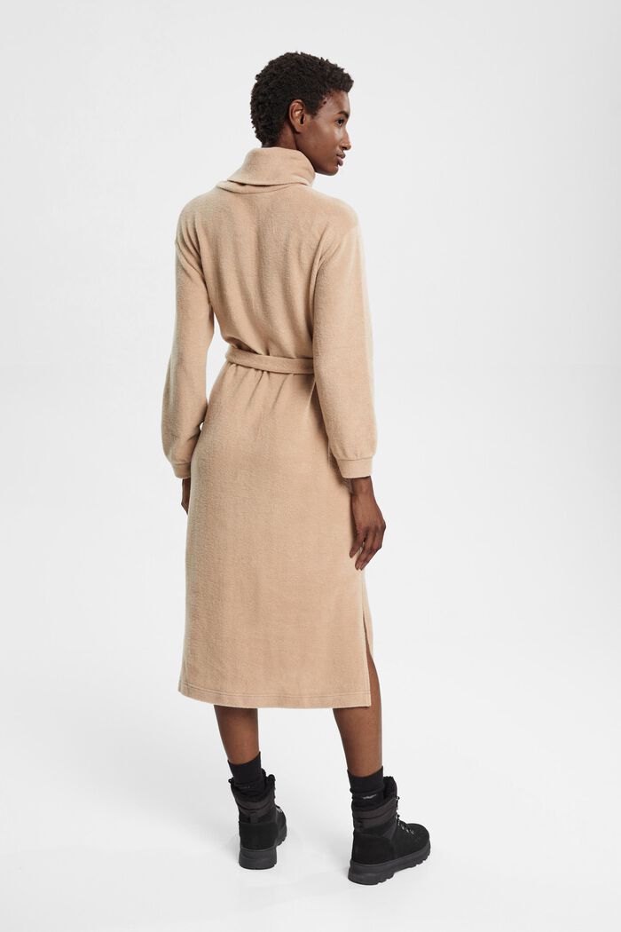 Roll neck dress with tie belt, LIGHT TAUPE, detail image number 3