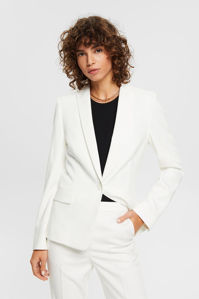 Fitted one-button blazer , OFF WHITE, detail image number 0