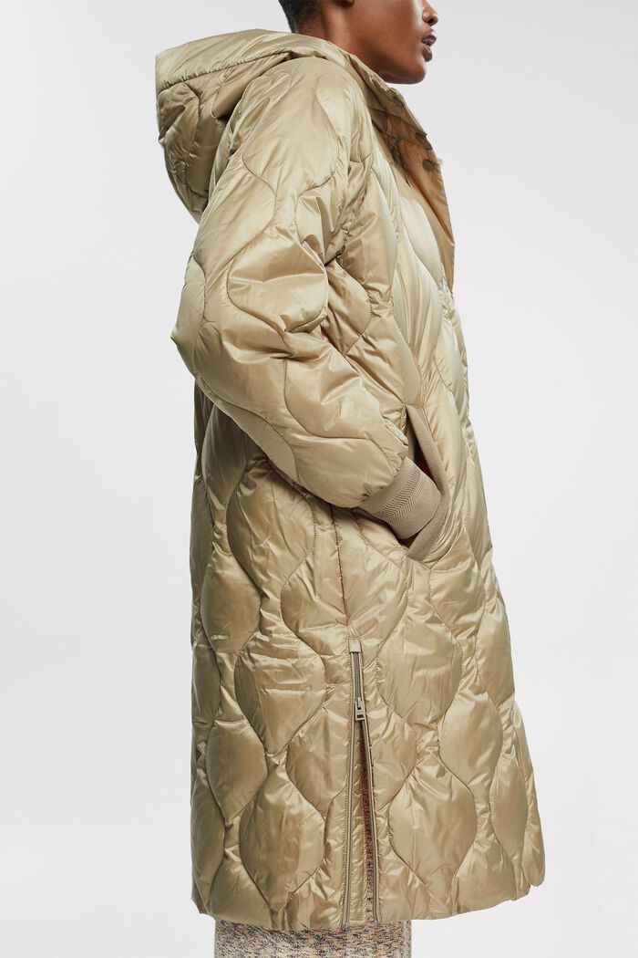 Quilted coat, PALE KHAKI, detail image number 4