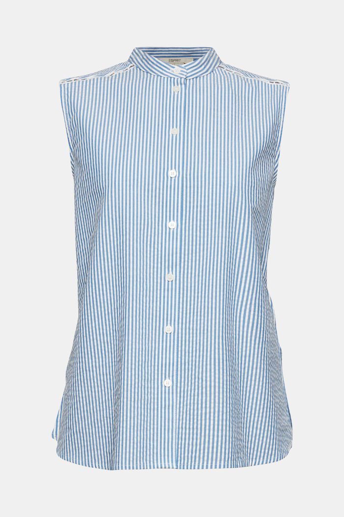 Short sleeve blouse with vertical stripes, BLUE, overview