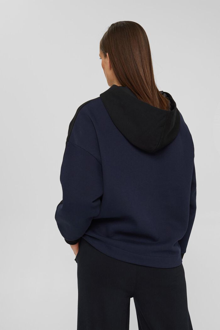 Two-tone hoodie with zip details, BLACK, detail image number 3