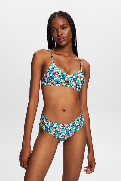 Recycled: padded bikini top with all-over pattern