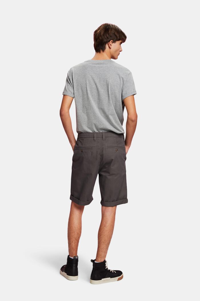 Sustainable cotton chino style shorts, DARK GREY, detail image number 3