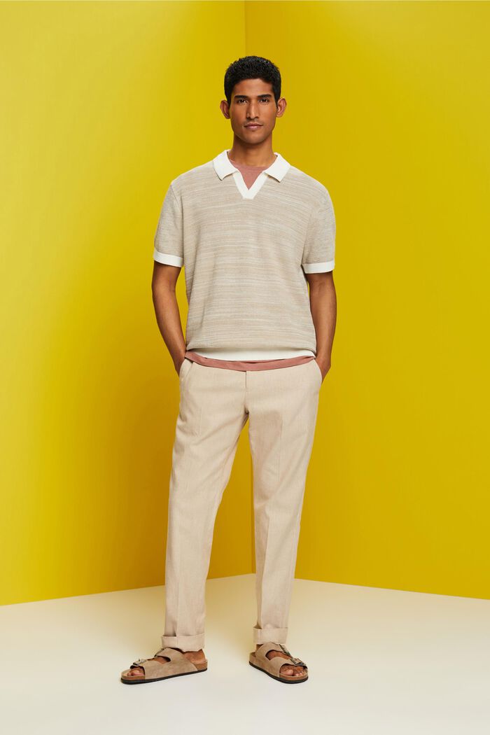 Short-sleeved jumper with a polo collar, SAND, detail image number 1