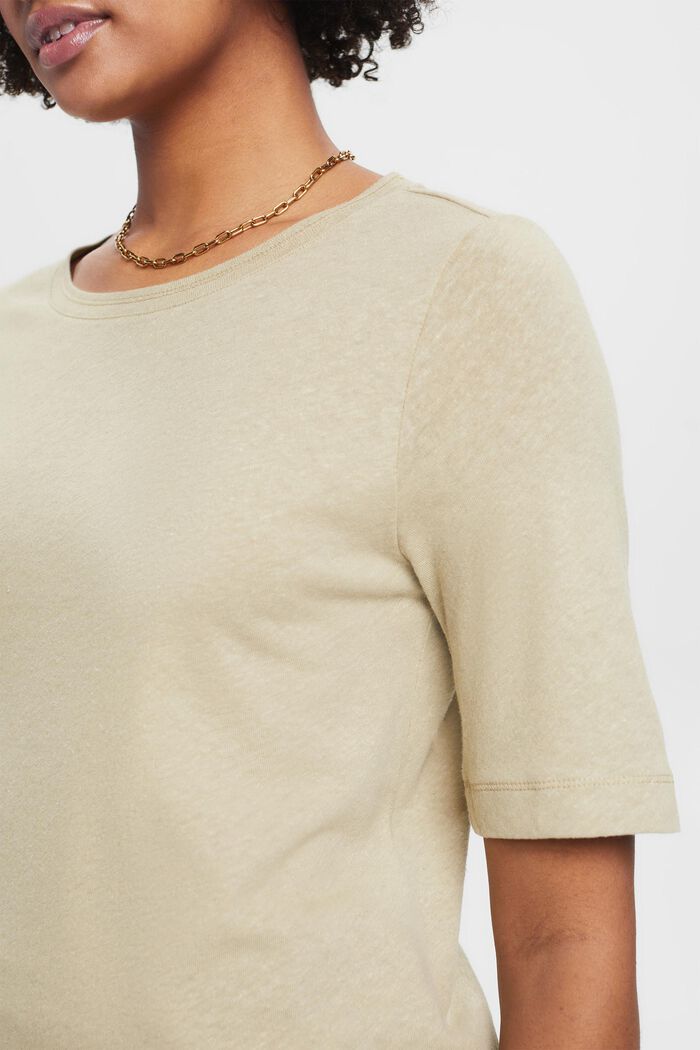 Linen blend t-shirt, DUSTY GREEN, detail image number 2