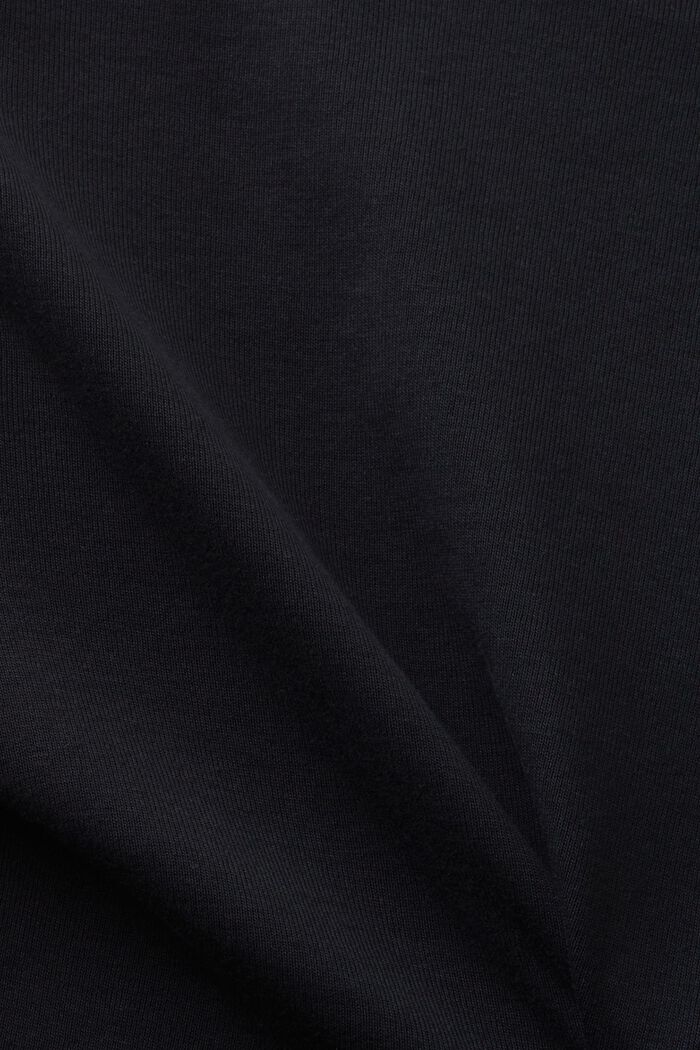 V-Neck Cotton T-Shirt, BLACK, detail image number 4