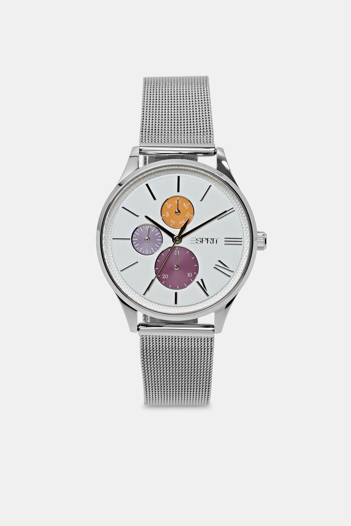 Multi-Function Mesh Strap Watch, SILVER, detail image number 0