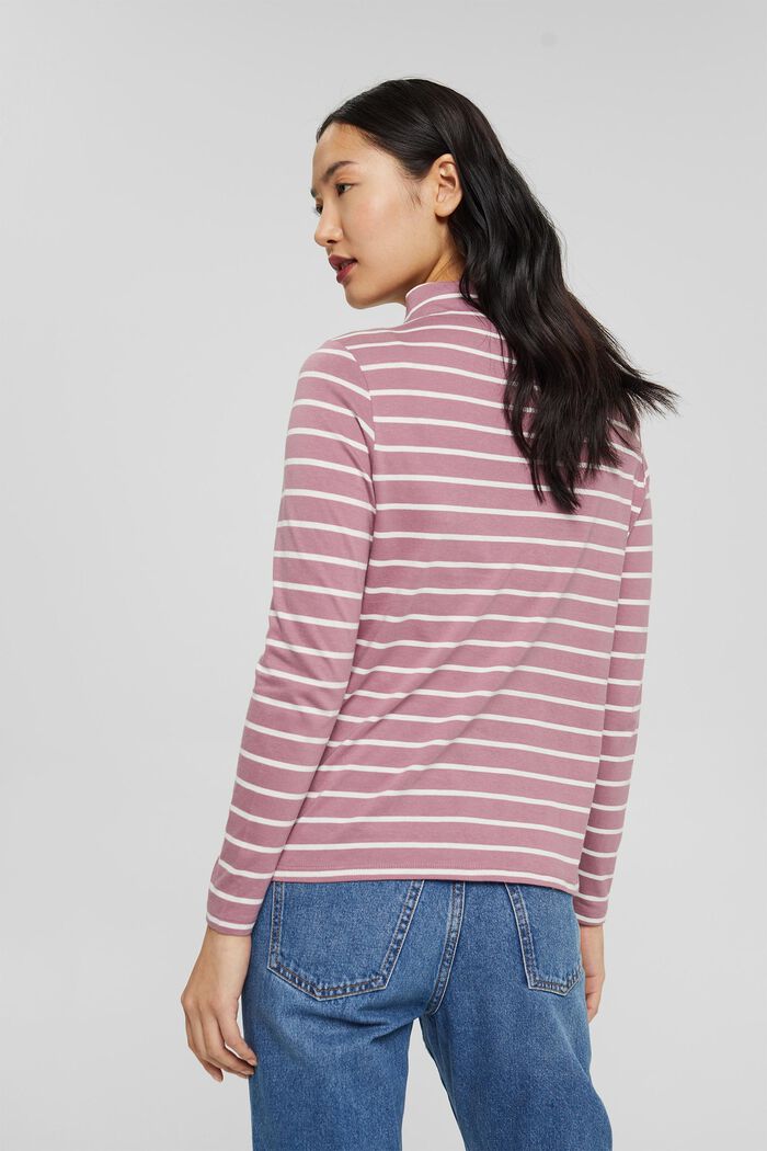 Striped long sleeve top in organic cotton, MAUVE, detail image number 3