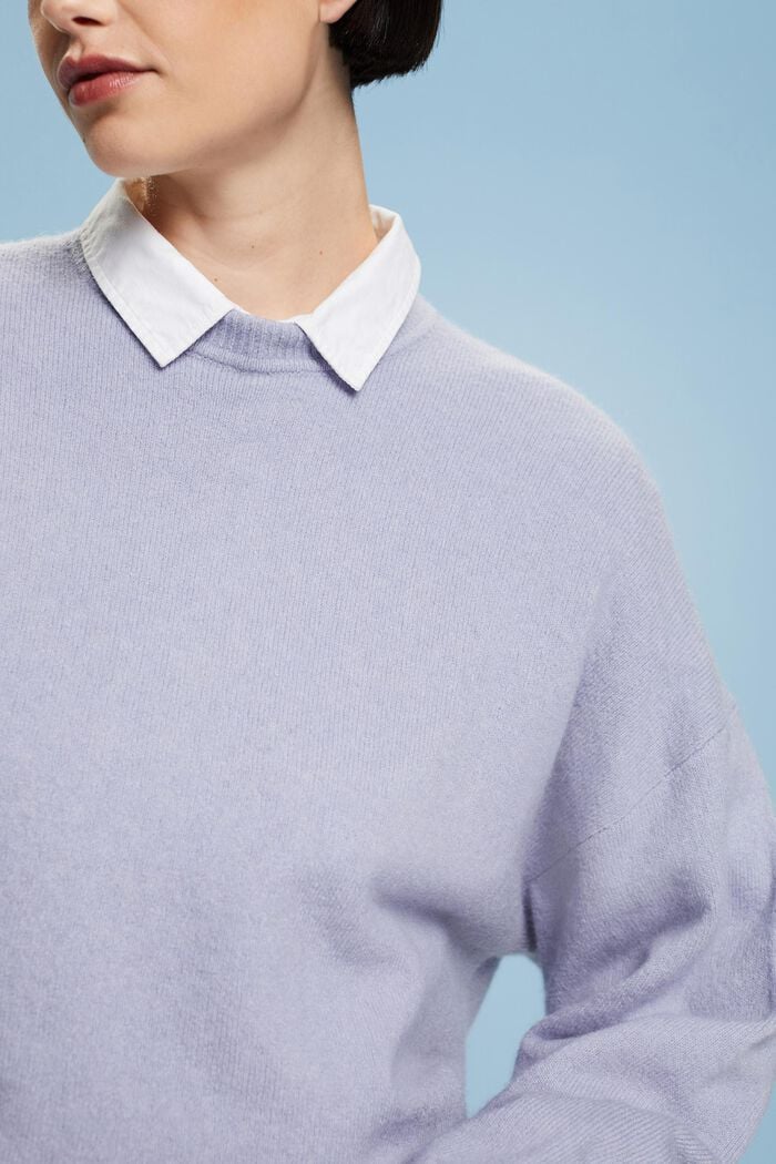 Wool Blend Crewneck Sweater, LIGHT BLUE LAVENDER, detail image number 1
