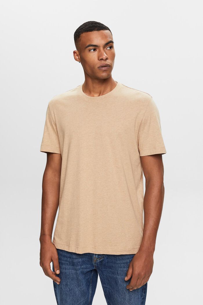 Crewneck t-shirt, 100% cotton, SAND, detail image number 0