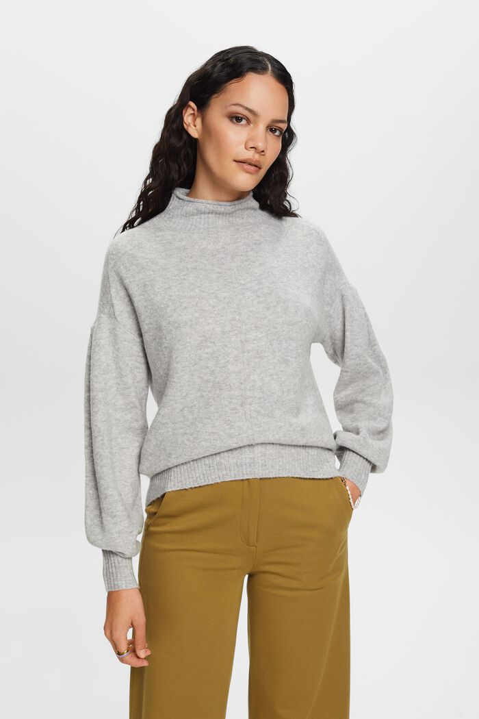 Mockneck Sweater, LIGHT GREY, detail image number 1