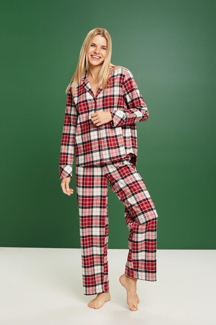 Checked Flannel Pyjama Set, NEW RED, detail image number 1