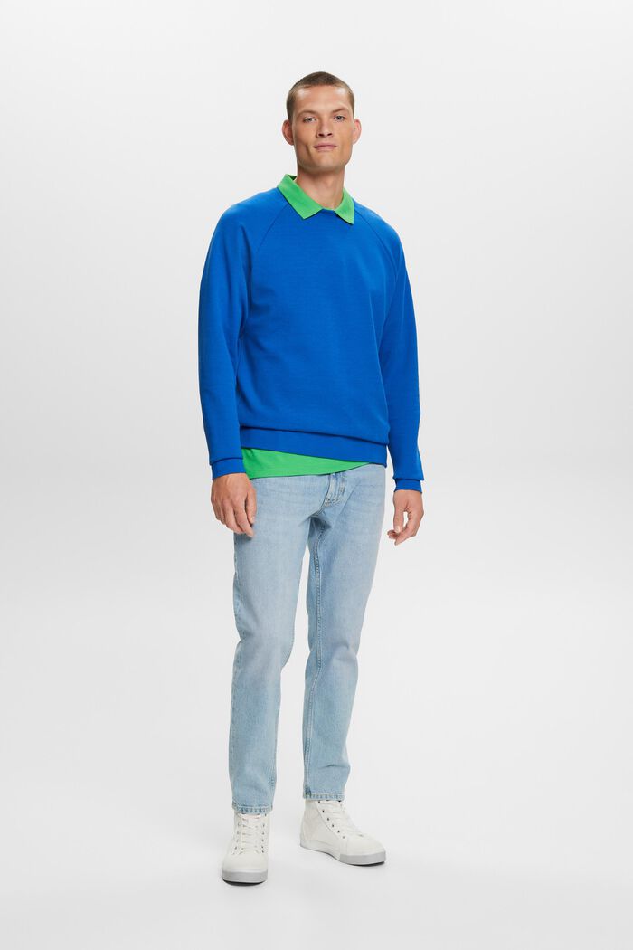 Basic sweatshirt, cotton blend, BRIGHT BLUE, detail image number 1