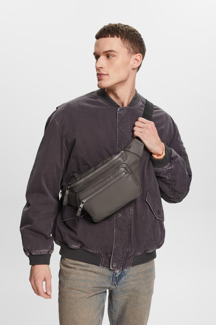 Vegan Leather Belt Bag, DARK GREY, detail image number 2