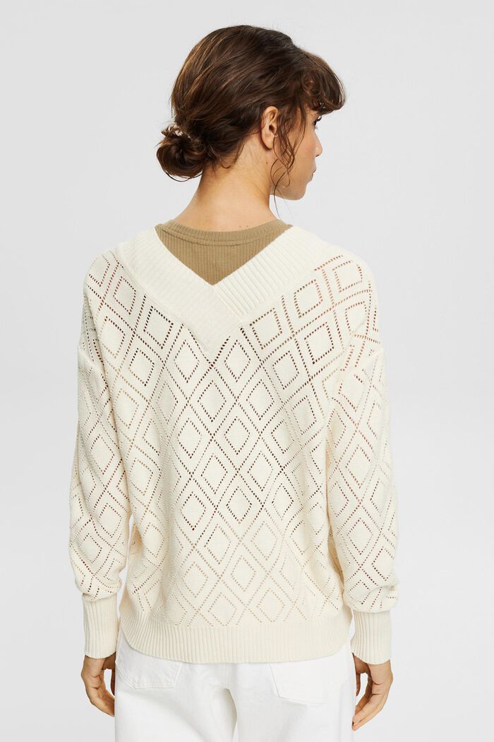 With linen: Jumper with an openwork pattern, OFF WHITE, detail image number 3