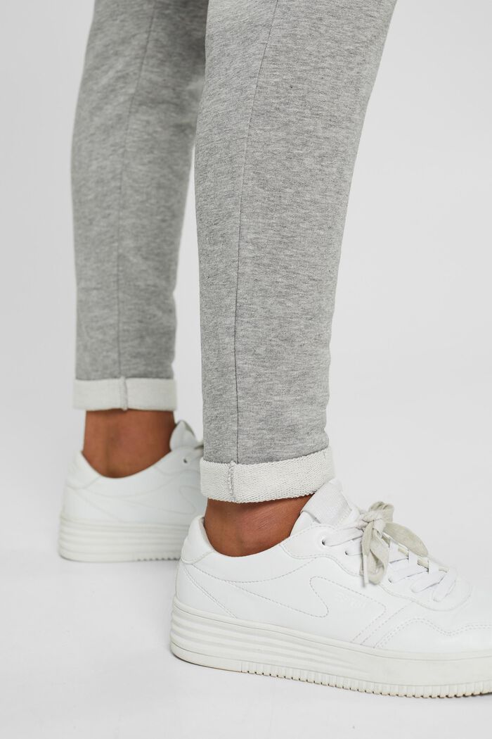 Slim, high-waisted trousers made of sweatshirt fabric, MEDIUM GREY, detail image number 5