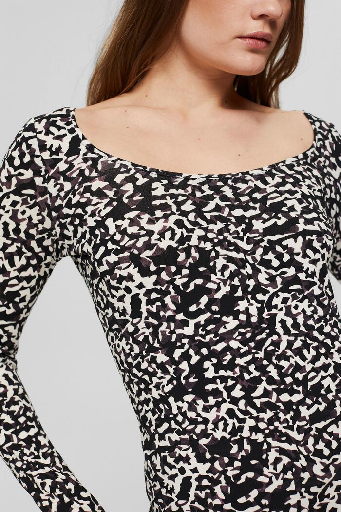 Long sleeve top with a print made of organic cotton, BLACK, detail image number 2