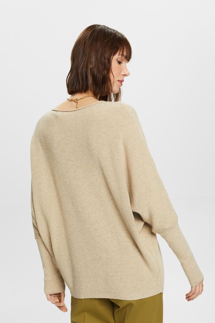 Batwing Rib-Knit Sweater, SAND, detail image number 3
