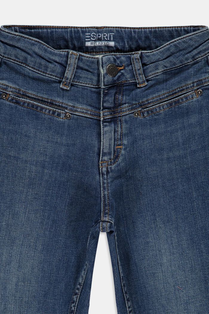Mom jeans in cotton with adjustable waistband, BLUE MEDIUM WASHED, detail image number 2