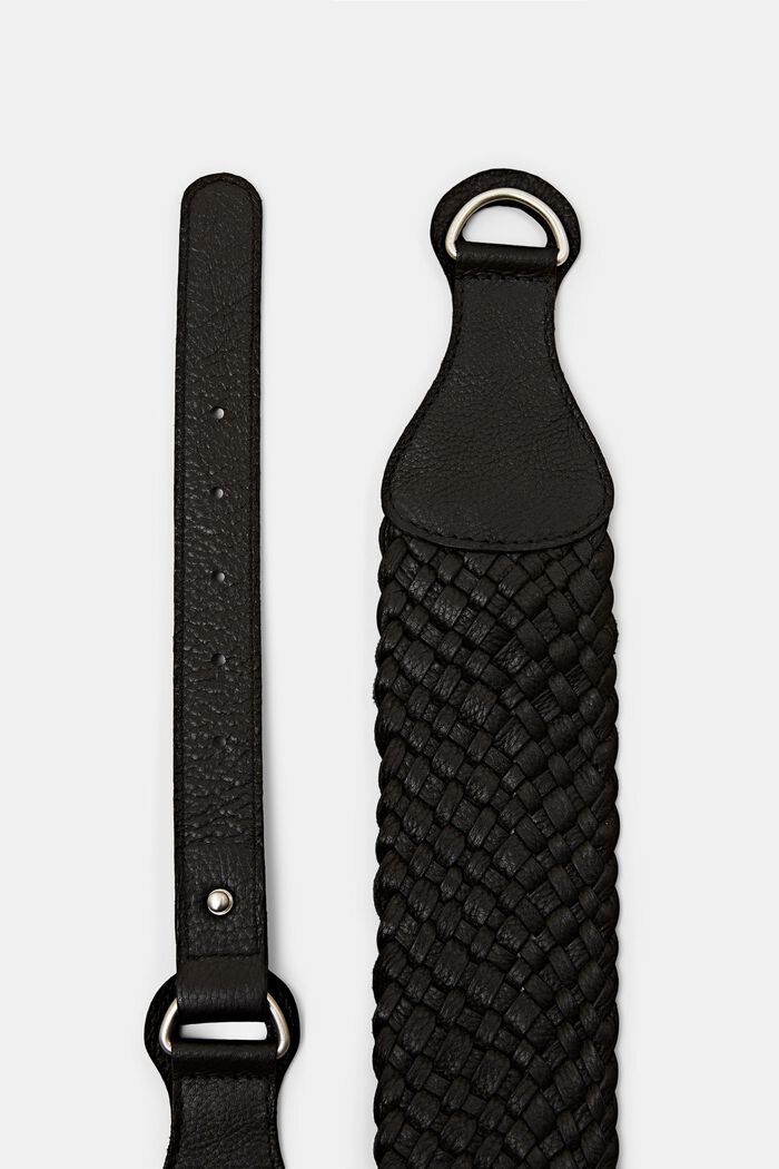 Weave Leather Waist Belt, BLACK, detail image number 1