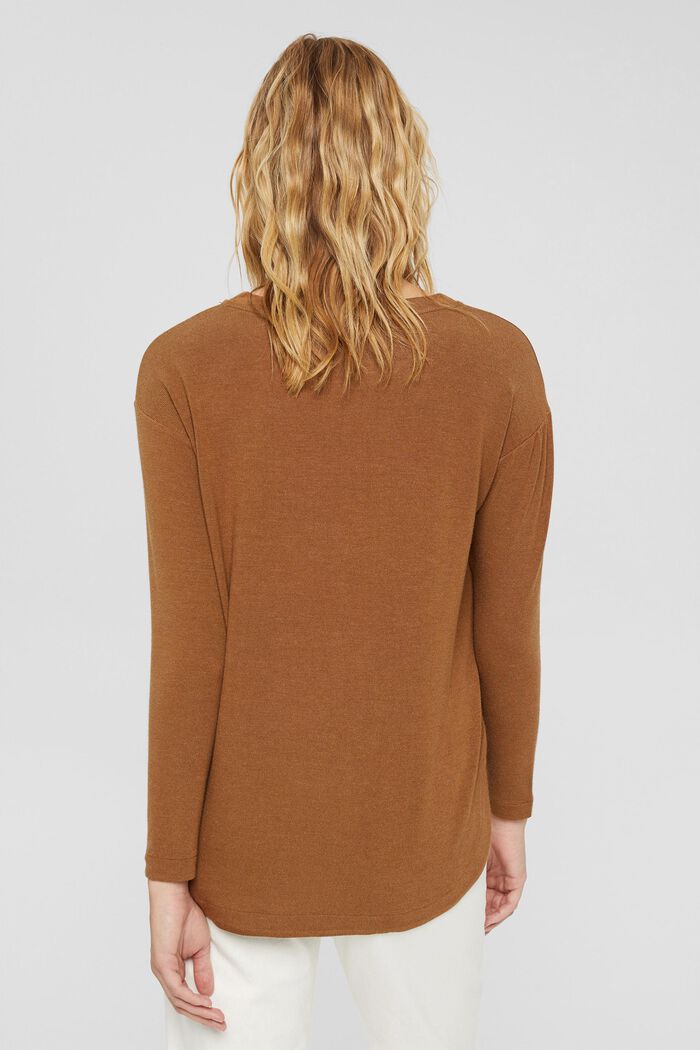 Long sleeve top made of a LENZING™ ECOVERO™ blend, TOFFEE, detail image number 3