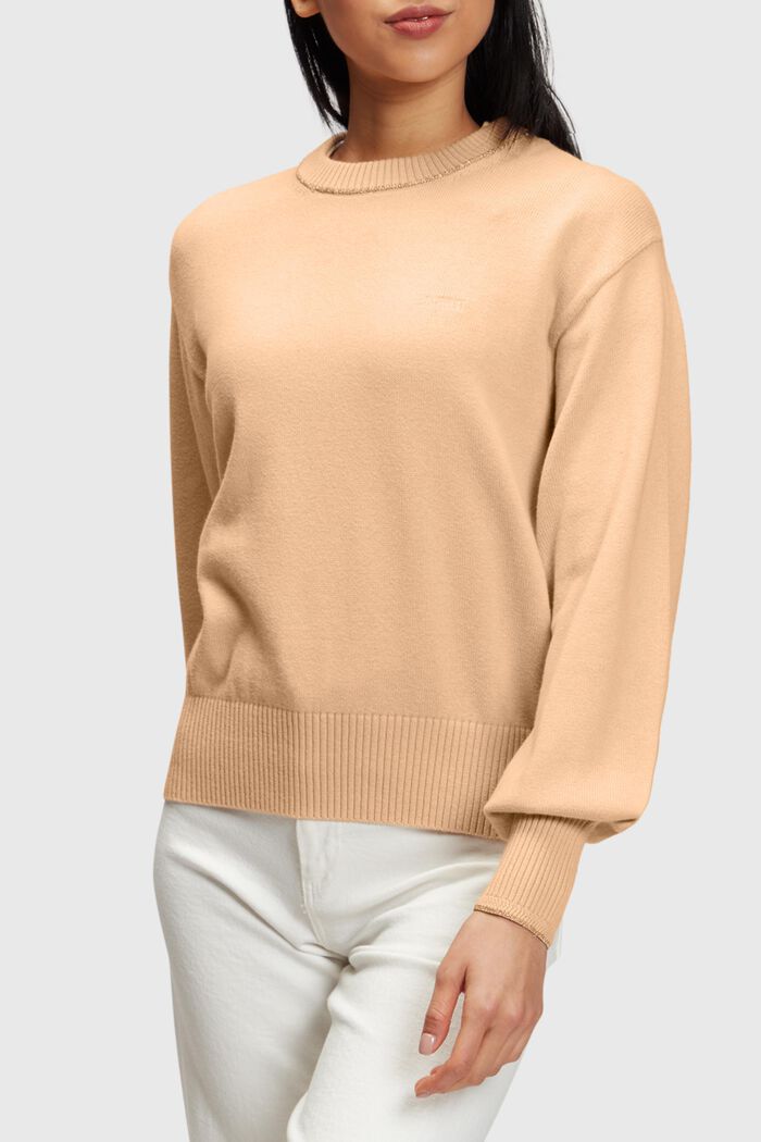 Puffed sleeved jumper with cashmere, BEIGE, detail image number 0