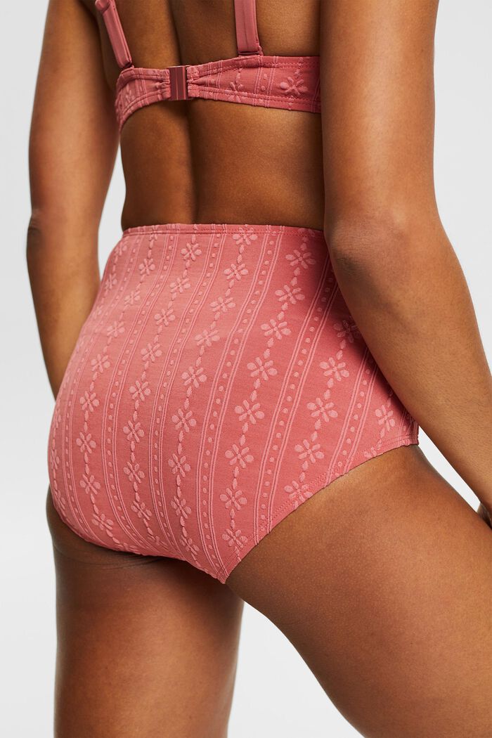 High-waisted bikini bottoms with a textured pattern, BLUSH, detail image number 3