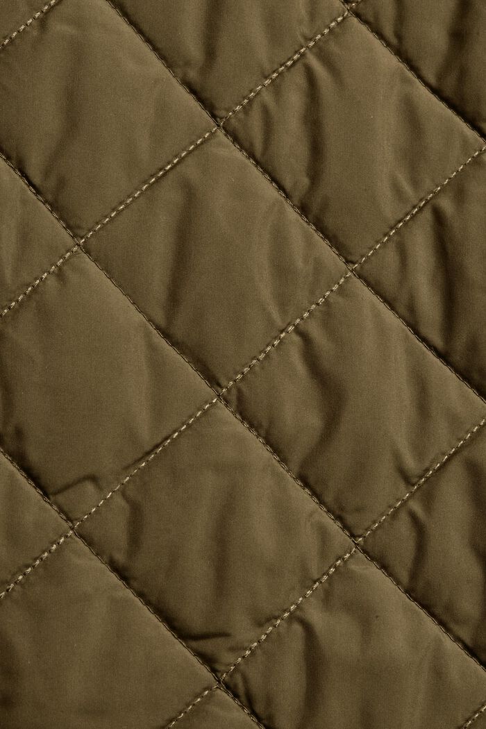 Recycled: diamond pattern quilted coat, DARK KHAKI, detail image number 4