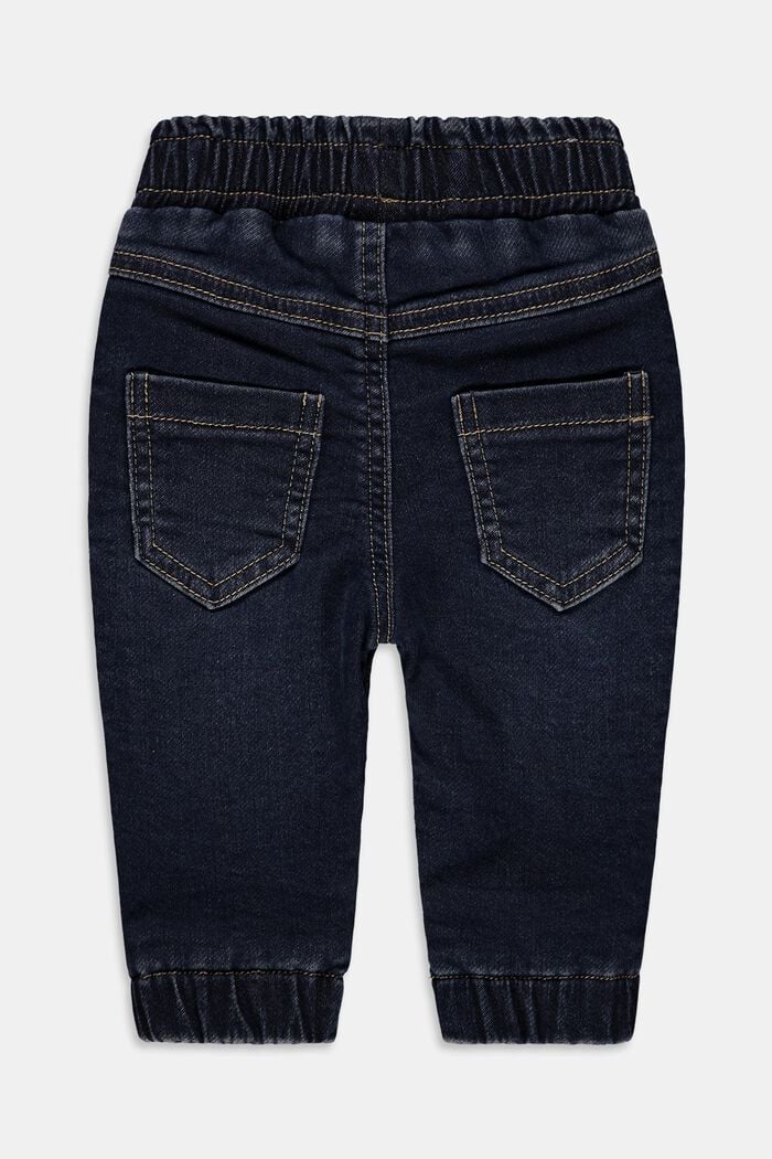 Cotton jeans with an elasticated waistband, BLUE DARK WASHED, detail image number 1