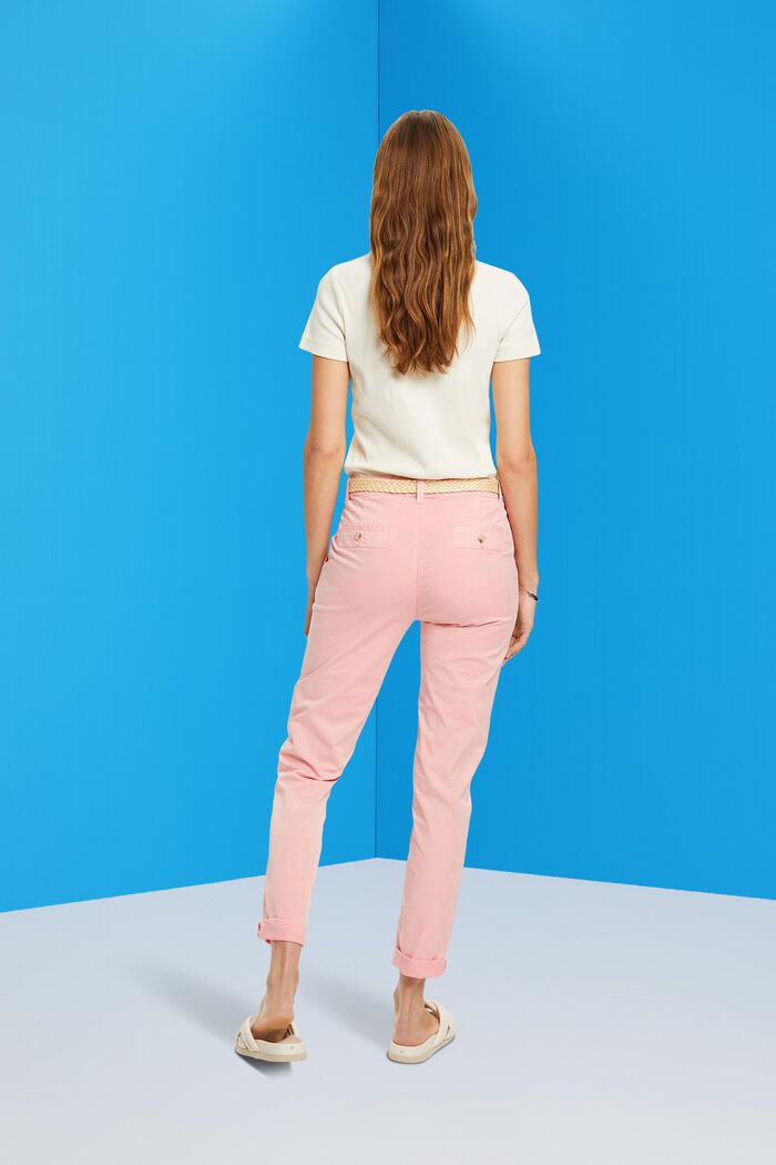 Lightweight stretch chinos with belt, PINK, detail image number 3
