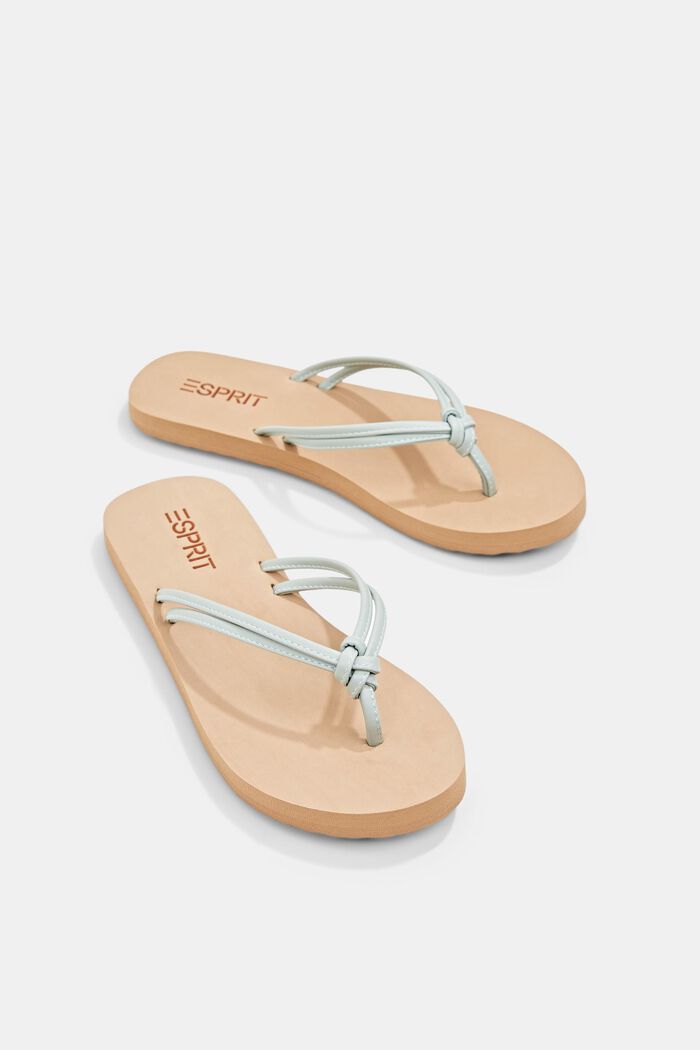 Thong sandals with faux leather straps, PASTEL GREEN, detail image number 6