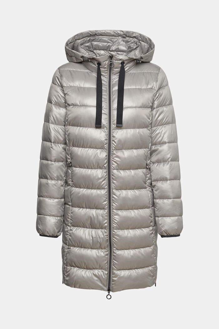 Quilted coat with detachable drawstring hood, LIGHT GUNMETAL, detail image number 2