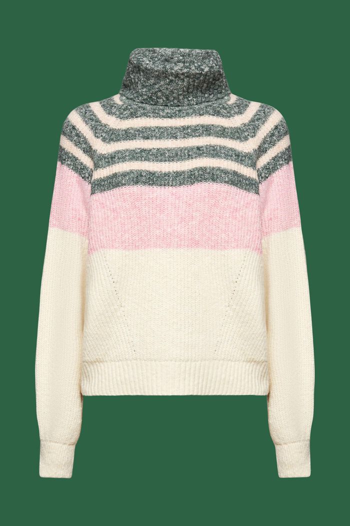 Striped Rib-Knit Turtleneck Sweater, ICE, detail image number 6