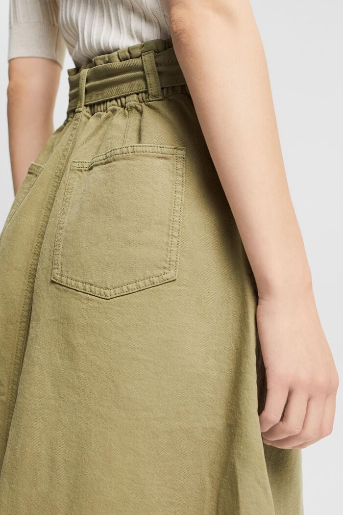 Containing hemp: skirt with a tie-around belt, LIGHT KHAKI, detail image number 5