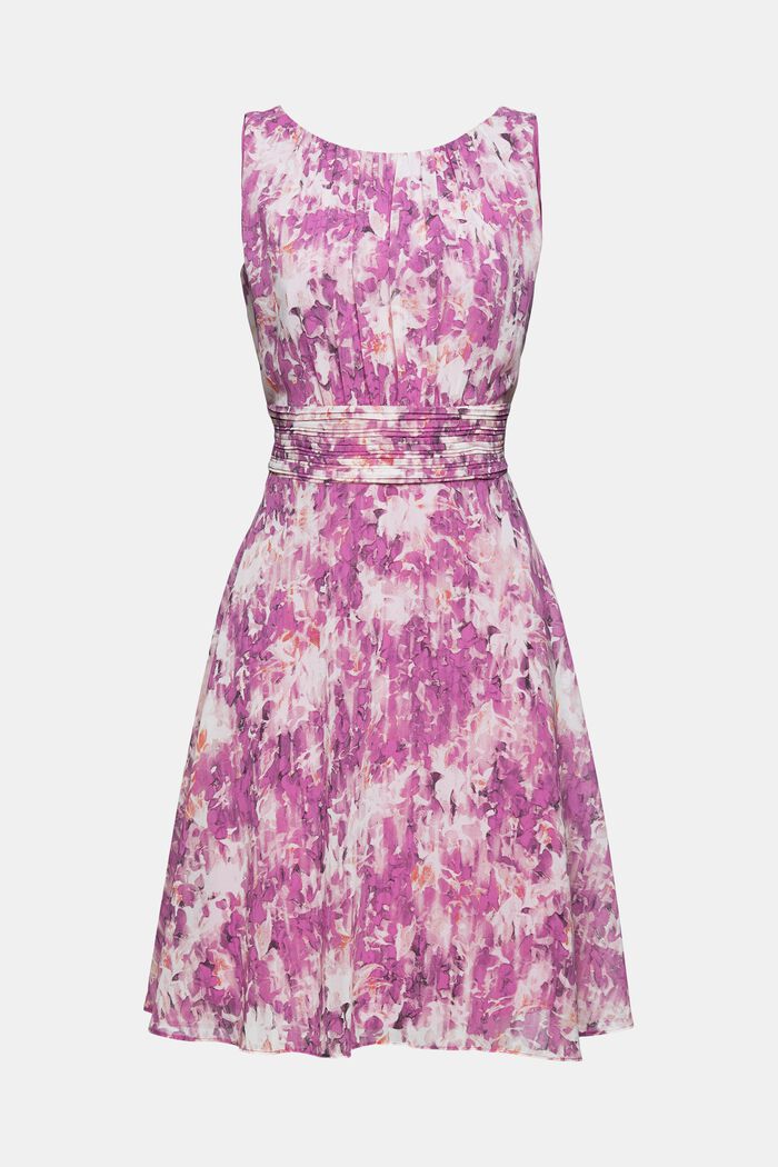 Made of recycled material: chiffon dress with a floral pattern, PURPLE, detail image number 7