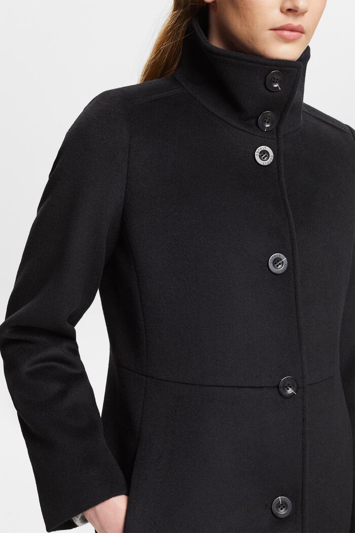 Wool blend coat, BLACK, detail image number 3