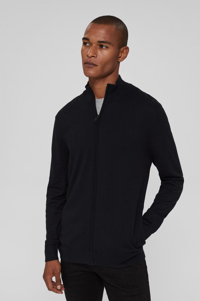 Cashmere blend:  zip cardigan, BLACK, detail image number 0