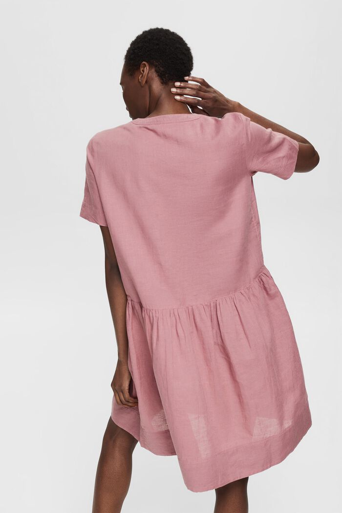 Made of blended linen: dress with a button placket, MAUVE, detail image number 2