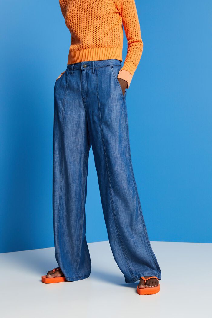 High-rise wide leg trousers, BLUE MEDIUM WASHED, detail image number 0