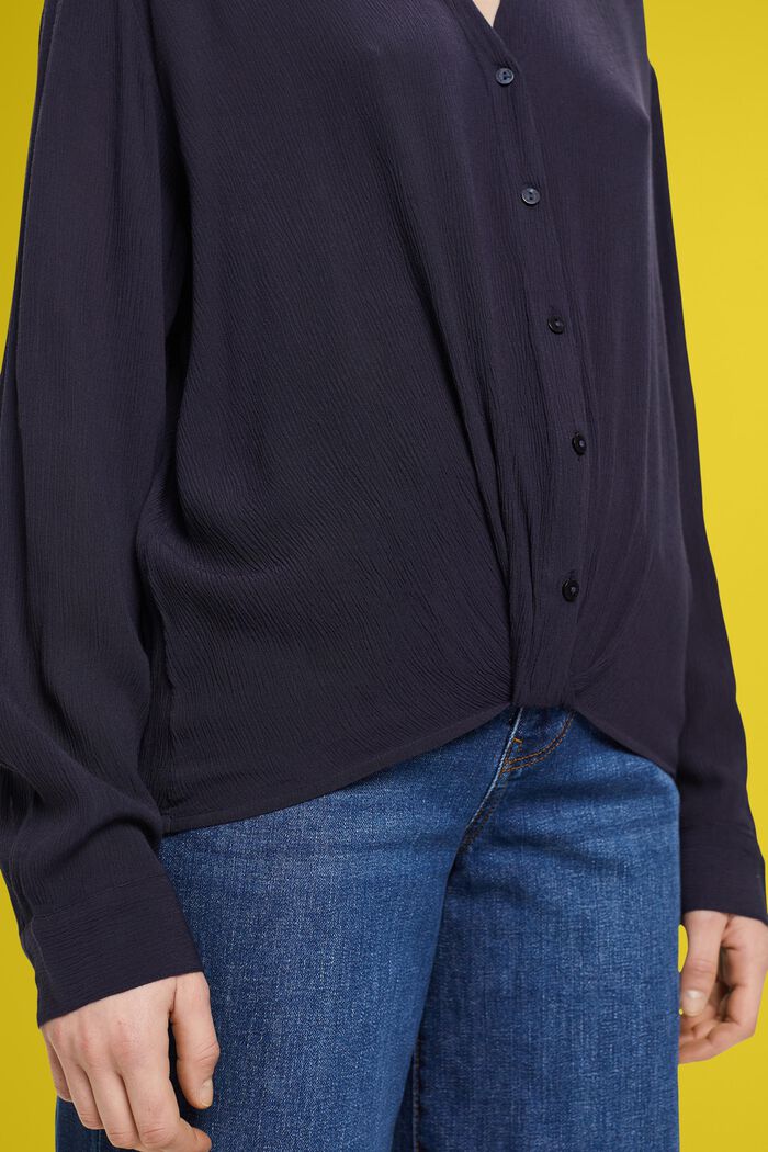 Crinkled blouse with knot detail, NAVY, detail image number 2