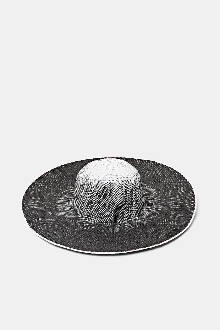 Ombré Two-Tone Sun Hat, BLACK, detail image number 0