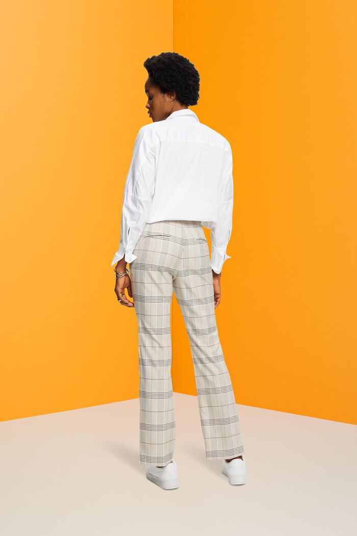 Chequered trousers with kick flare, LIGHT TAUPE, detail image number 3