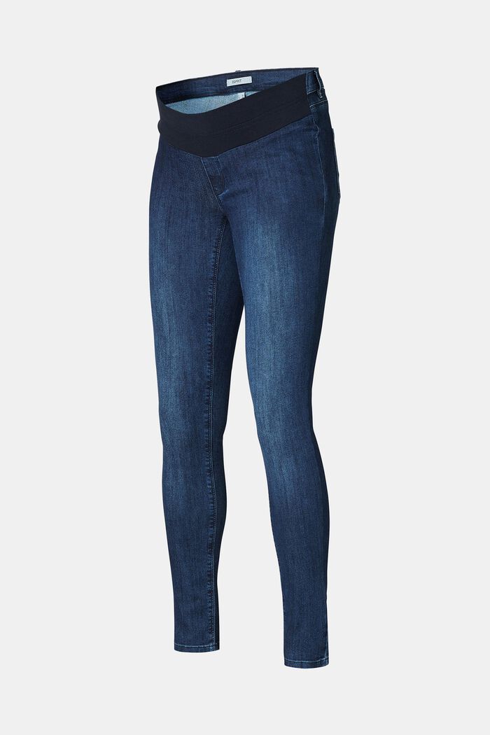 Stretch jeggings with an under-bump waistband, DARK WASHED, detail image number 0